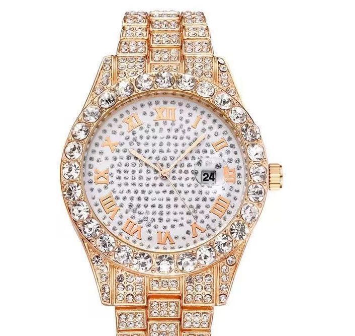Large dial watch men's watch Roman scale steel strip men's watch Starry Sky business leisure calendar quartz watch