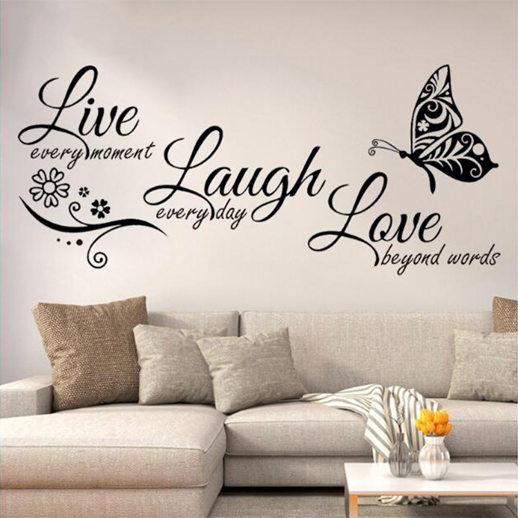 Live Laugh Love Wall Decal Inspirational Positive Energy Quotes Wall Stickers Removable Peel and Stick Vinyl Wall Decor Art for Living Room Bedroom Office Classroom Apartment Decoration