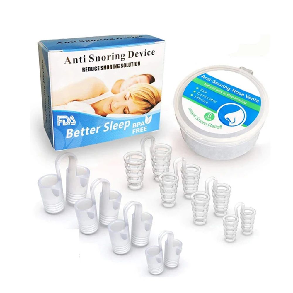 8PCS/box Anti Snoring Device Nasal Dilator Anti Snore Insomnia Solution Night Better Sleeping Man Woman Anti Ronco Nose Clip