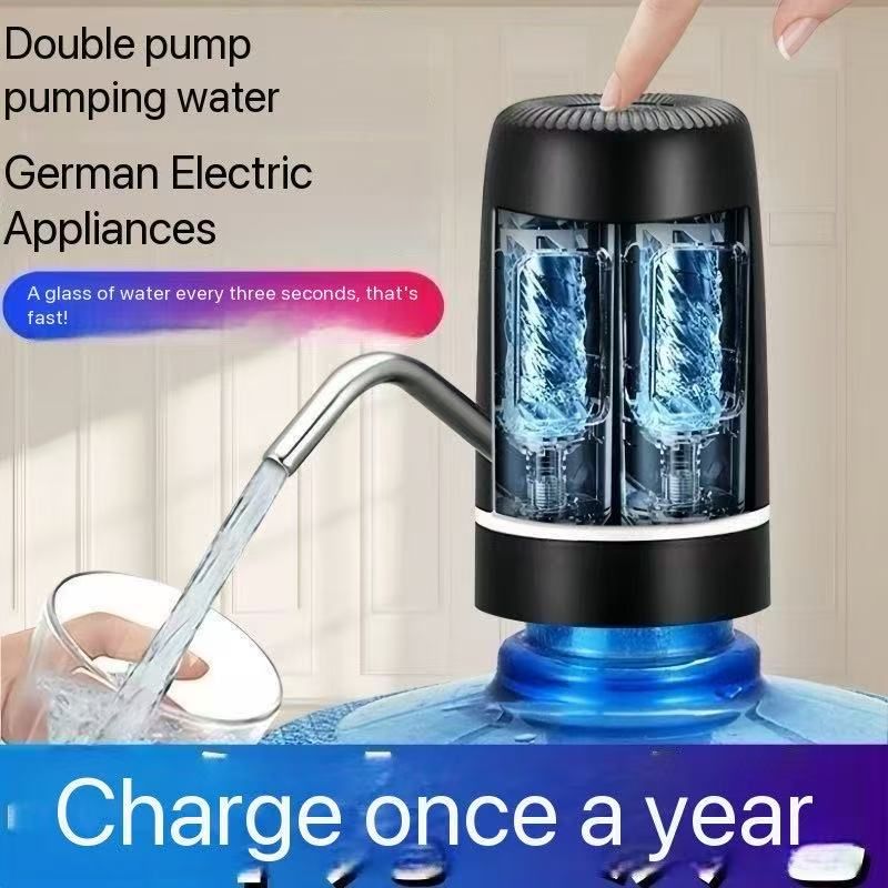 German electric motor! Dual-pump water tank pump, 3 seconds to get water & refill once a year
