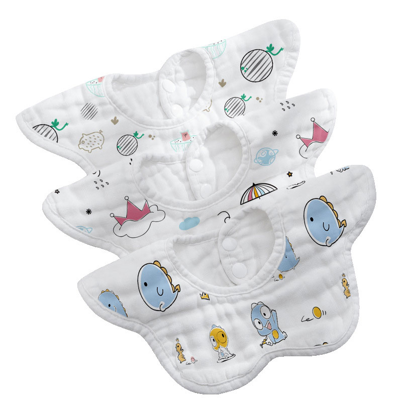 Baby Bibs 6 Layer 360° Rotate Soft Cotton Bandana Drool Bibs for Girl Boy Teething Drooling Feeding
