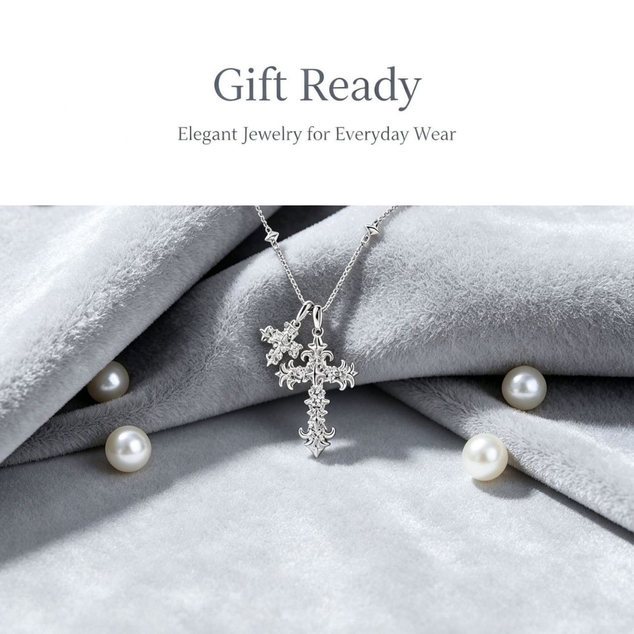 New‑arrival elegant women double‑cross clavicle chain, designed with dual cross pendants decorated with sparkling inlaid zircon. Classic two‑tone gold‑silver color matching delivers delicate luxury texture.