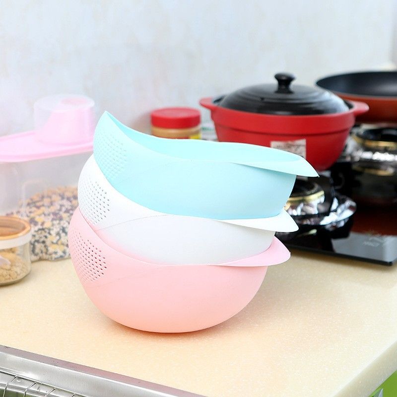 6602 Rice Wash Sieve, Rice Washer Strainers Colander Fruit Washing Bowl, Multipurpose Plastic Fruit Vegetables Drain Basket Kitchen Gadget