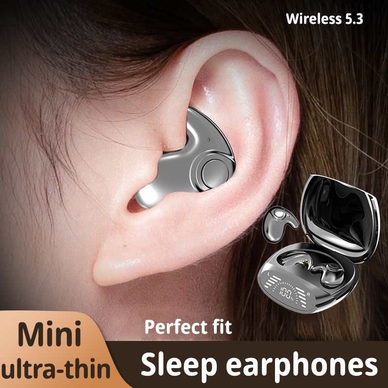 Sleep Invisible Earbuds Tiny Mini Headphones Hidden Noise Cancelling TWS Wireless Headsets Sports Stereo Bluetooth 5.3 Earphone