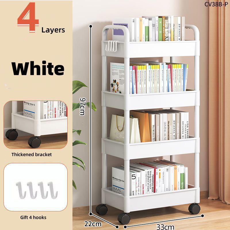 Multi functional, kitchen storage rack, snack rack, bathroom storage rack, movable cart, multi-layer miscellaneous rack free shippingWhite four layers
