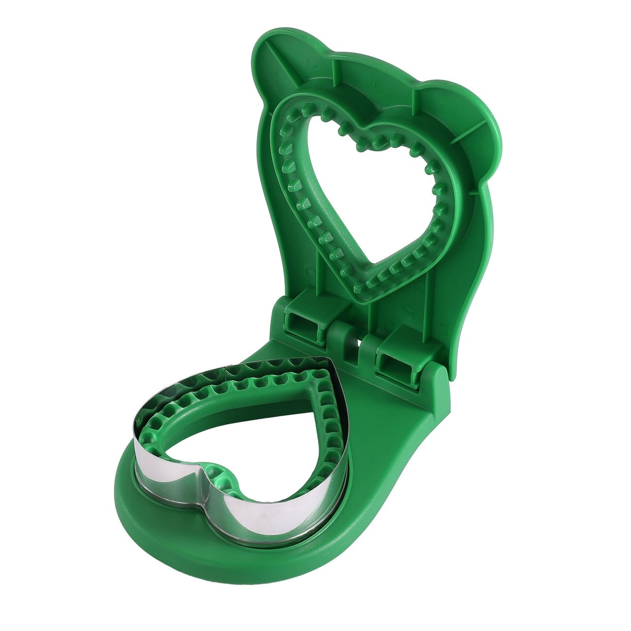 New heart-shaped automatic edge banding toast pocket bread making tool for home DIY sandwich cutting moldGreen