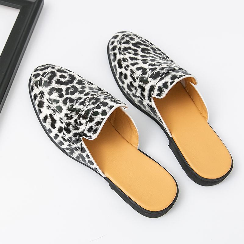 Youth Men Leisure Cool Mules Man Summer Slippers Fashion Casual Leather Loafers Flats Shoes Pu Breathable Slip On Footwears For