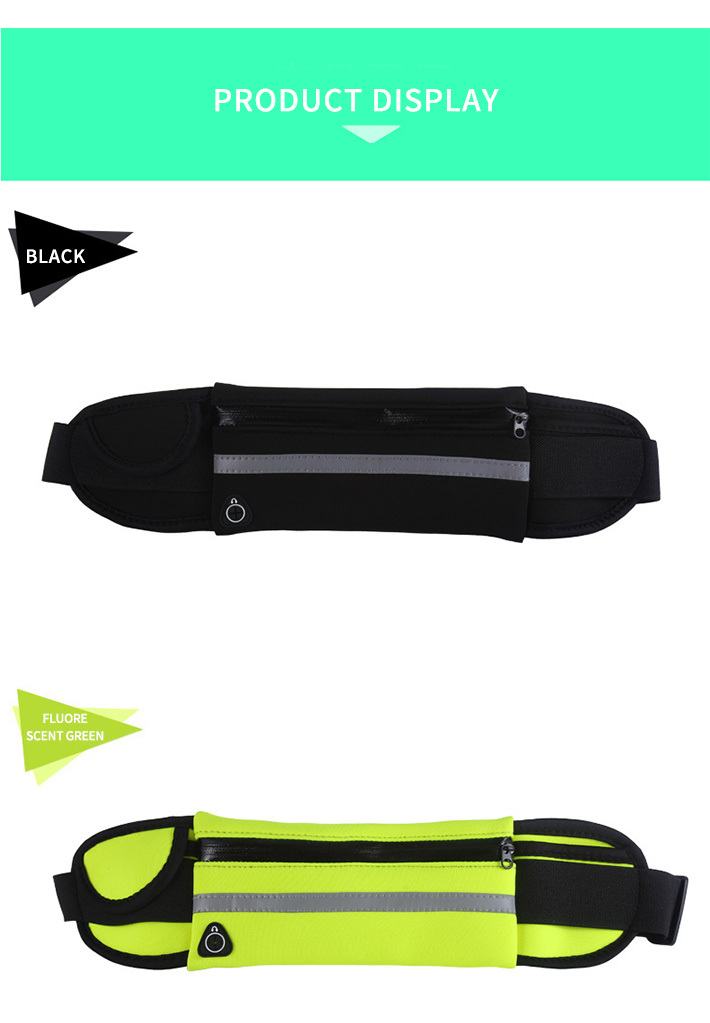 Reflective Running Belt Pouch Fanny Pack, Unisex Waterproof Waist Pouch Phone Holder Adjustable Workout Pack with Headphone Port Fits 6.5'' Phone