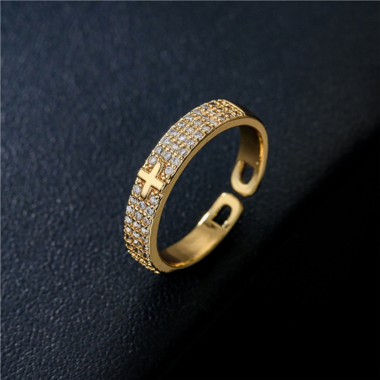 Jesus Cross Ring unisex gold Open Ring holiday gift men women jesus ring CRRSHOP male female Adjustable opening ring giftsgold