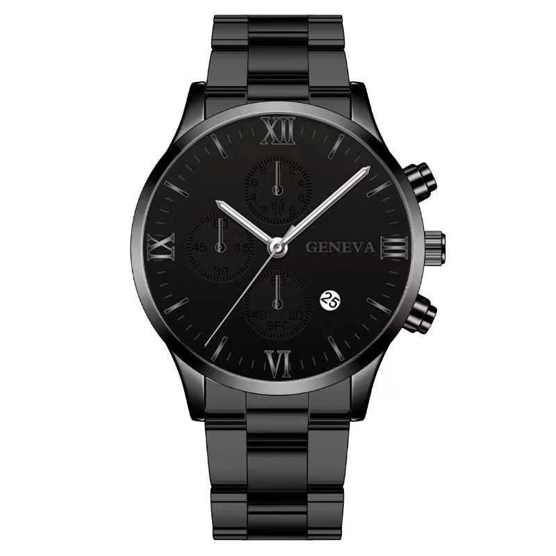 Calendar steel band watch men's large dial quartz watch men's watch foreign trade men's watch