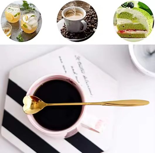 4 Set Gold Plated Creative Stainless Steel  Fancy fruit dessert spoon stainless steel yogurt Coffee long handle pointed spoon Gold Coffee Spoon with Long Handle 