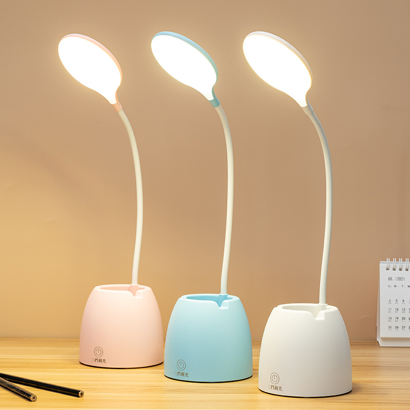 1218C Dorm Room Essentials - Desk Lamp, Pen Holder, 360° Gooseneck Desktop LED Desk Lamp with USB Charging Port, 3 Lighting Modes & 3 Brightness Levels, Table Lamp for Home Office, College Dorm Room