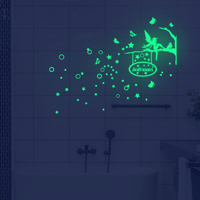 dx394 Branch Butterfly Genie Five-Pointed Star Circle Luminous Bathroom Bathroom Wall Sticker Simple Creative Wall Sticker

