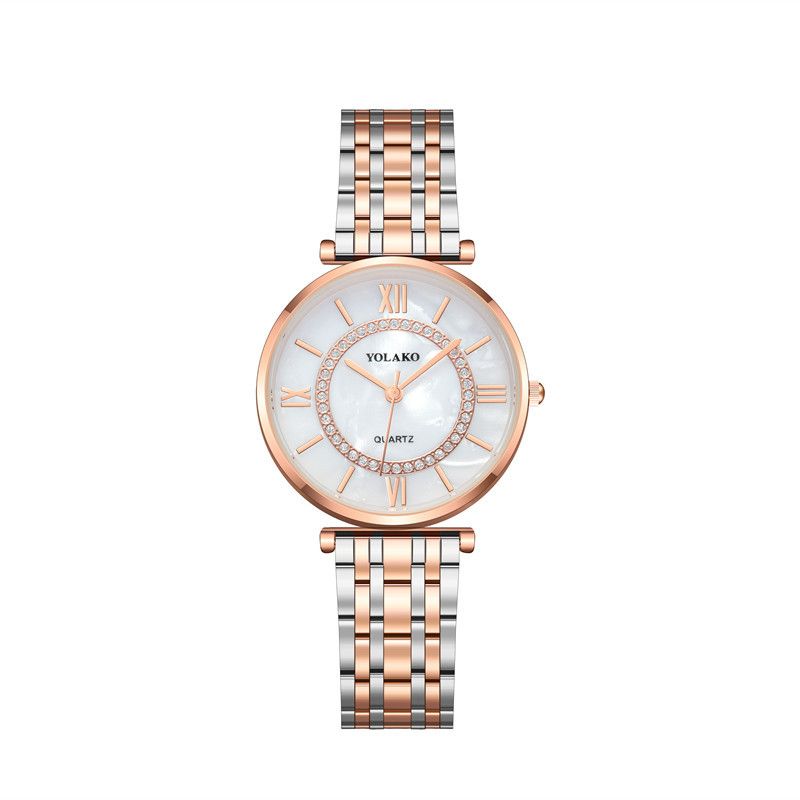 Fashion Women Watches Rose Golden Stainless Steel Woman's Quartz Wristwatches Ladies Colorful Clock
