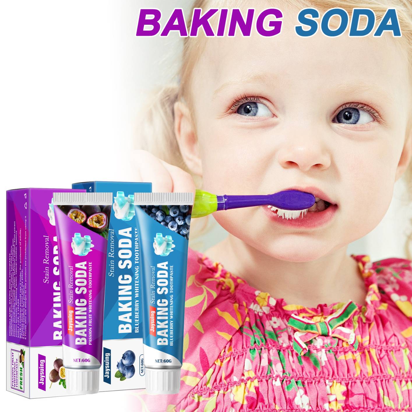 60ml Baking Soda Cleansing Toothpaste, Intensive Stain Removal Toothpaste, Travel Friendly, Easy to Use, Oral Care