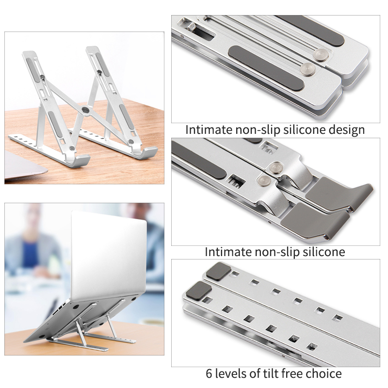 Portable Laptop Stand Aluminium Foldable Notebook Support Laptop Base Macbook Pro Holder Adjustable Bracket Computer Accessories