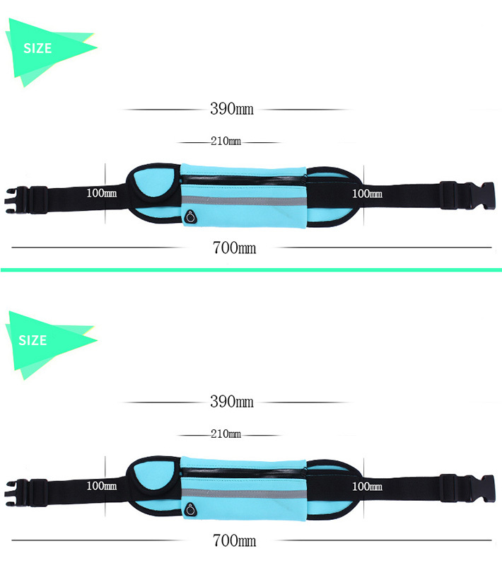 Reflective Running Belt Pouch Fanny Pack, Unisex Waterproof Waist Pouch Phone Holder Adjustable Workout Pack with Headphone Port Fits 6.5'' Phone