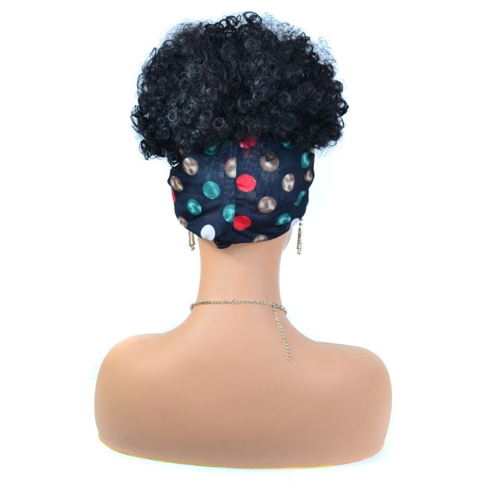 TopKiss Long Wavy Wig with Colorful Polka Dot Headband for Women, Half Head Hairpiece Local