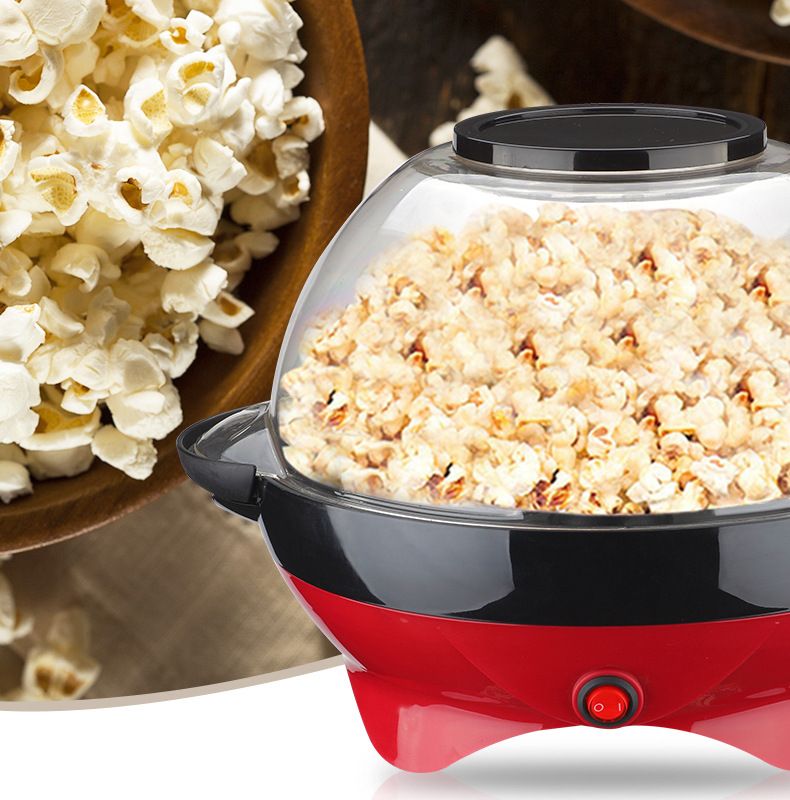 RH906 Popcorn Machine, 2-in-1 Automatic Stirring Hot Oil Popcorn Popper Maker & Grill Machine, Large Lid for Serving Bowl, 2 Measuring Spoons, Cleaning Brush, for Movie Night Kids Party Healthy Snacks