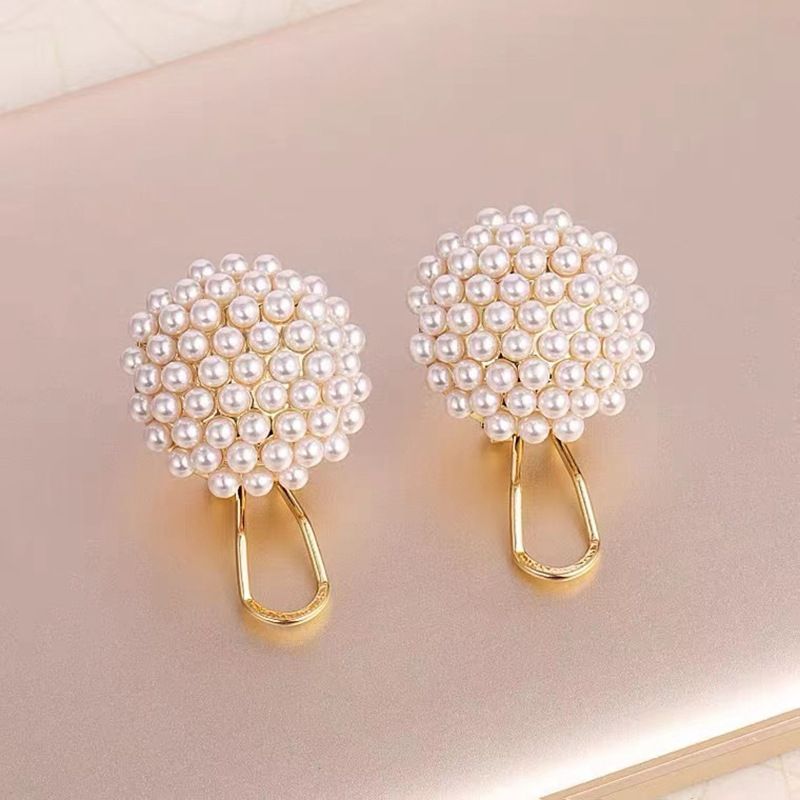 S925 Silver needle ear buckle type earrings advanced sense rice grain small pearl earrings for women 360