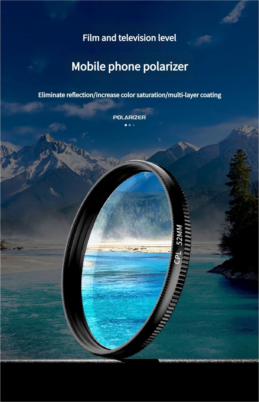 52mm Mobile Phone Photography Polarizing Filter (CPL) Clip - on, a Magic Tool for Eliminating Reflections and Providing High - Definition Filtering
