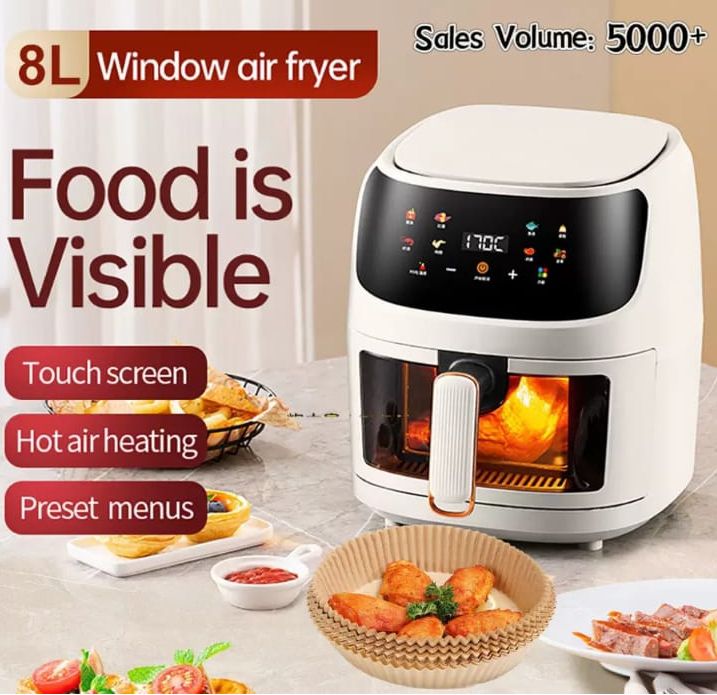 8L New Digital Smart Air Fryer Oven Electric Visible Air Fryer Oilless Healthy Smart Intelligent Cooker Air Protective Fryer Extra Large Capacity