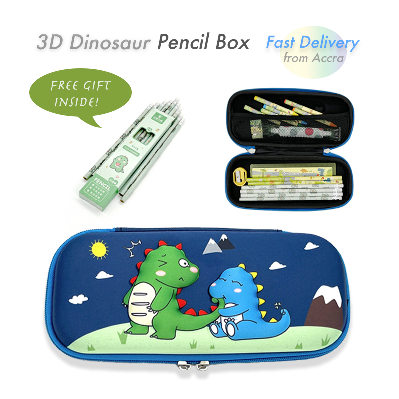 3D Embossed Pencil Box for Kids, Teens, Pencil Case for Boys, Girls, Students, Dinosaur Design, Anti-Shock, Multi Compartments, Large Capacity, School Supply, Stationery