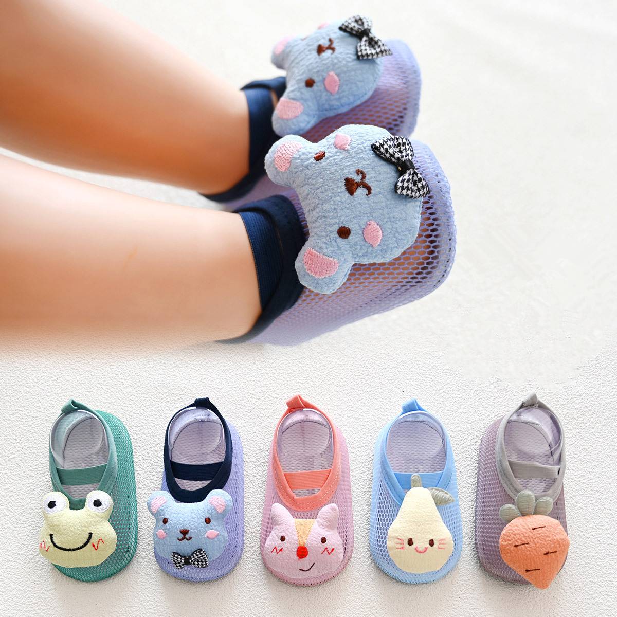 DX62 Low Cut Socks Toddler Baby Boys Girls Non Slip Summer Breathable First Walk Prewalker Floor Soft Socks Shoes