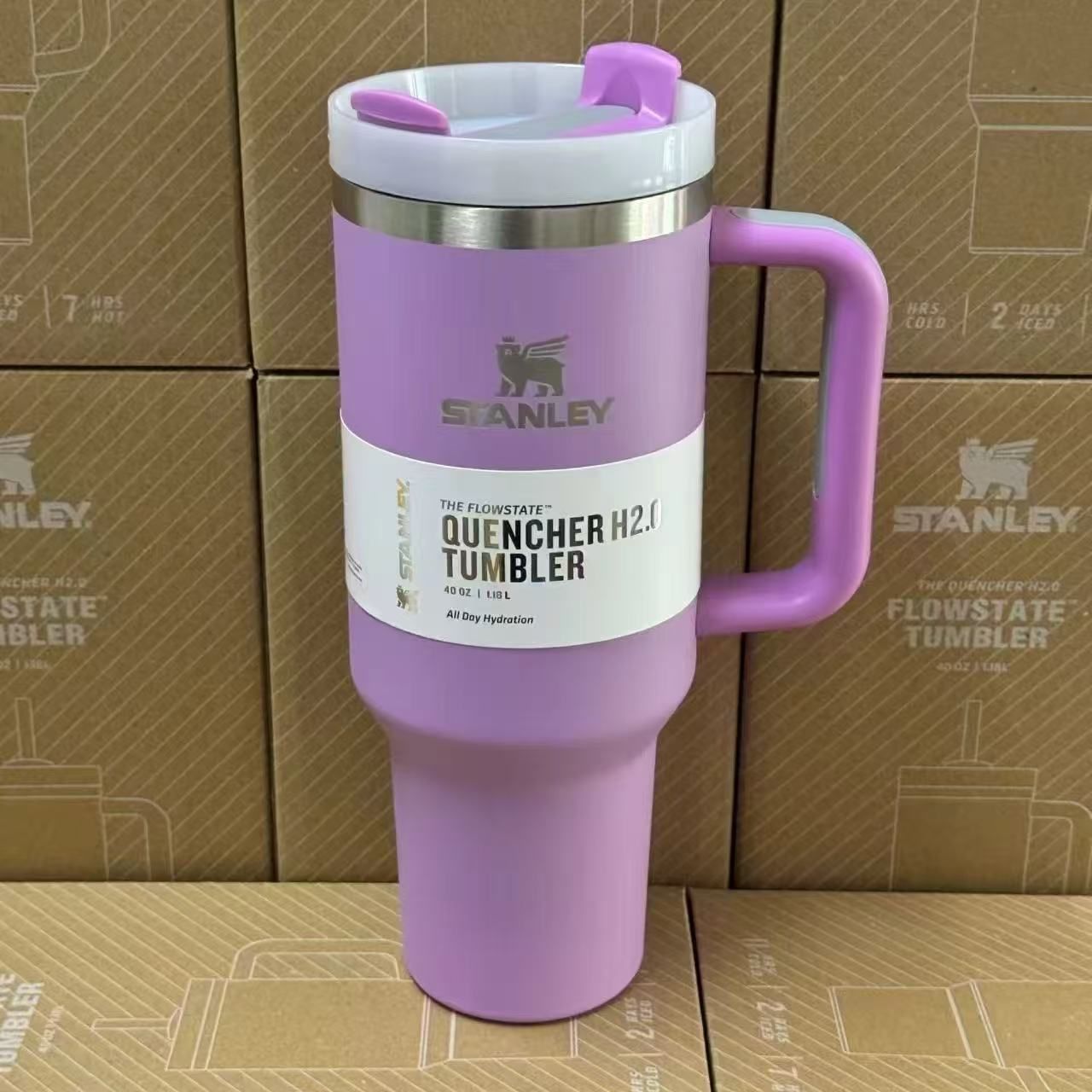 Stanley Tumblers - Large Capacity Travel Mugs in Pink, Blue, White, Blackpurple