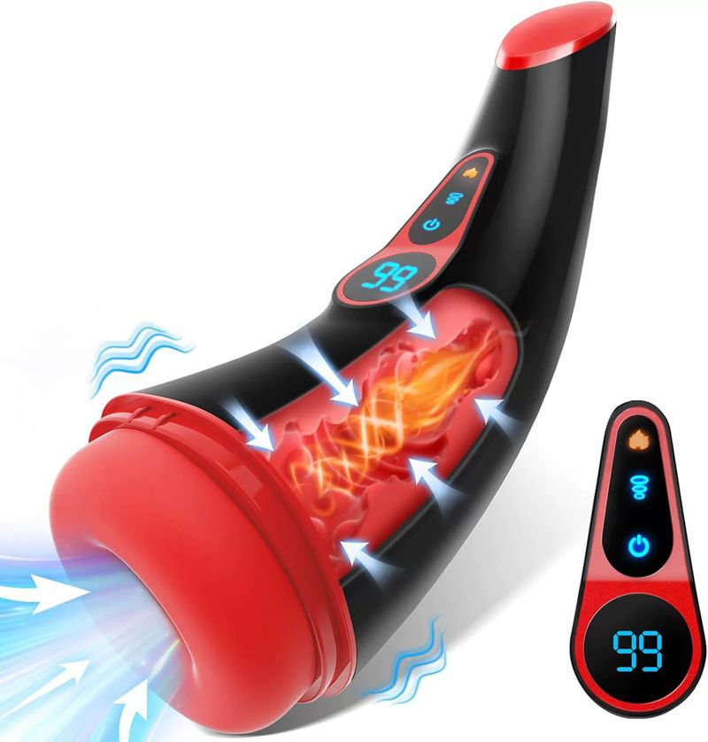Sex Toys for Men Male Masturbator - Adult Toys Male Masturbators 3D Textured Sleeve Heating Blowjob Mens Sex Toy, LCD Display Pocket Pussy for Men