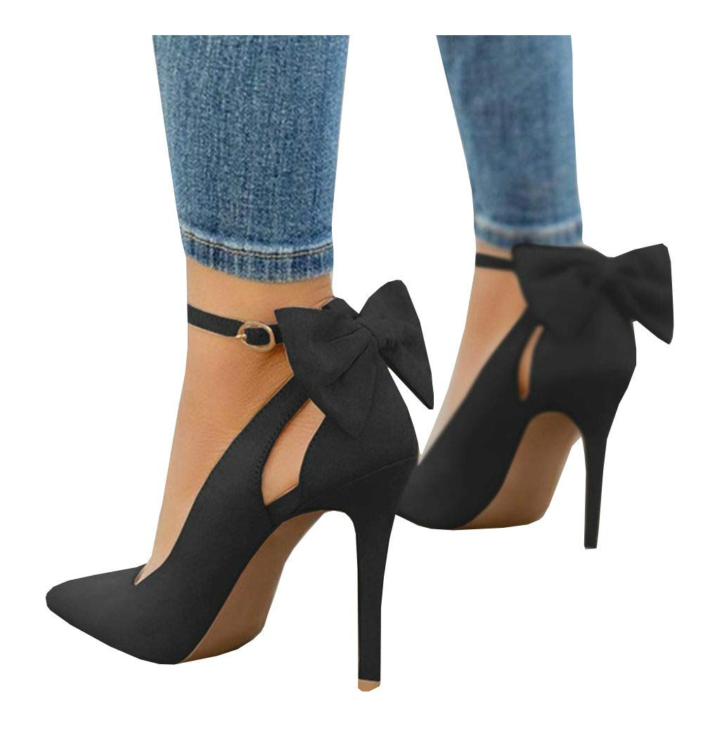 women's pointed heels ankle strap high heels bow wedding bow tie back dress sandals