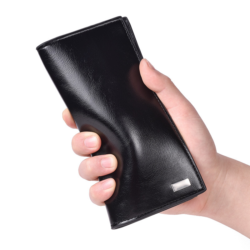 JC017-3 Men Long Soft PU Leather Wallet Multi Card Male Phone Purse