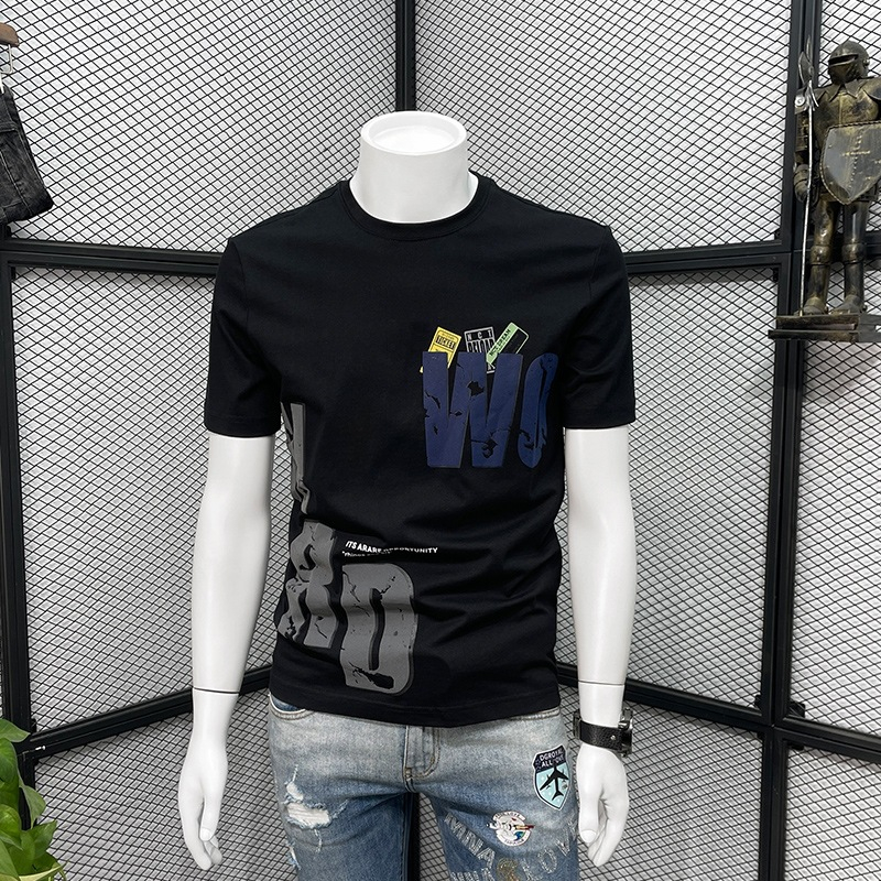 629 Mens T-Shirt Mercerized Cotton T-Shirt Letter Printed Half Sleeve Shirt Sports T-Shirt