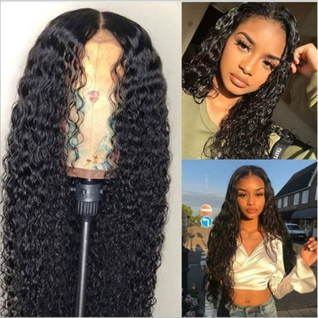 26inches Kinky Curly Synthetic Hair Wig Loose Deep Wave Wig  Transparent Wig For Women Small lace Hair wig
