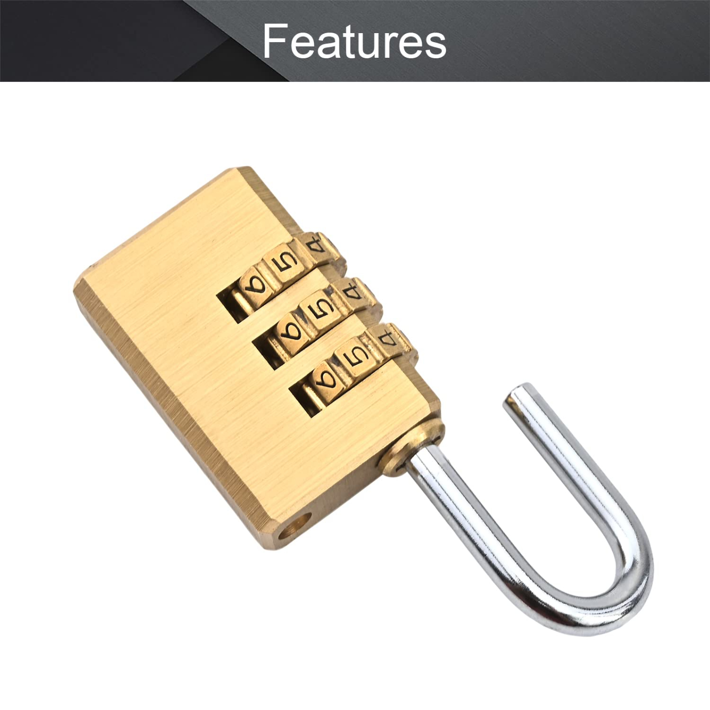 4 Digit Combination Padlock, 5mm Shackle 28mm Body Width, Brass Lock Weatherproof Fence Gate Gym Locker Lock for Travel Outdoor