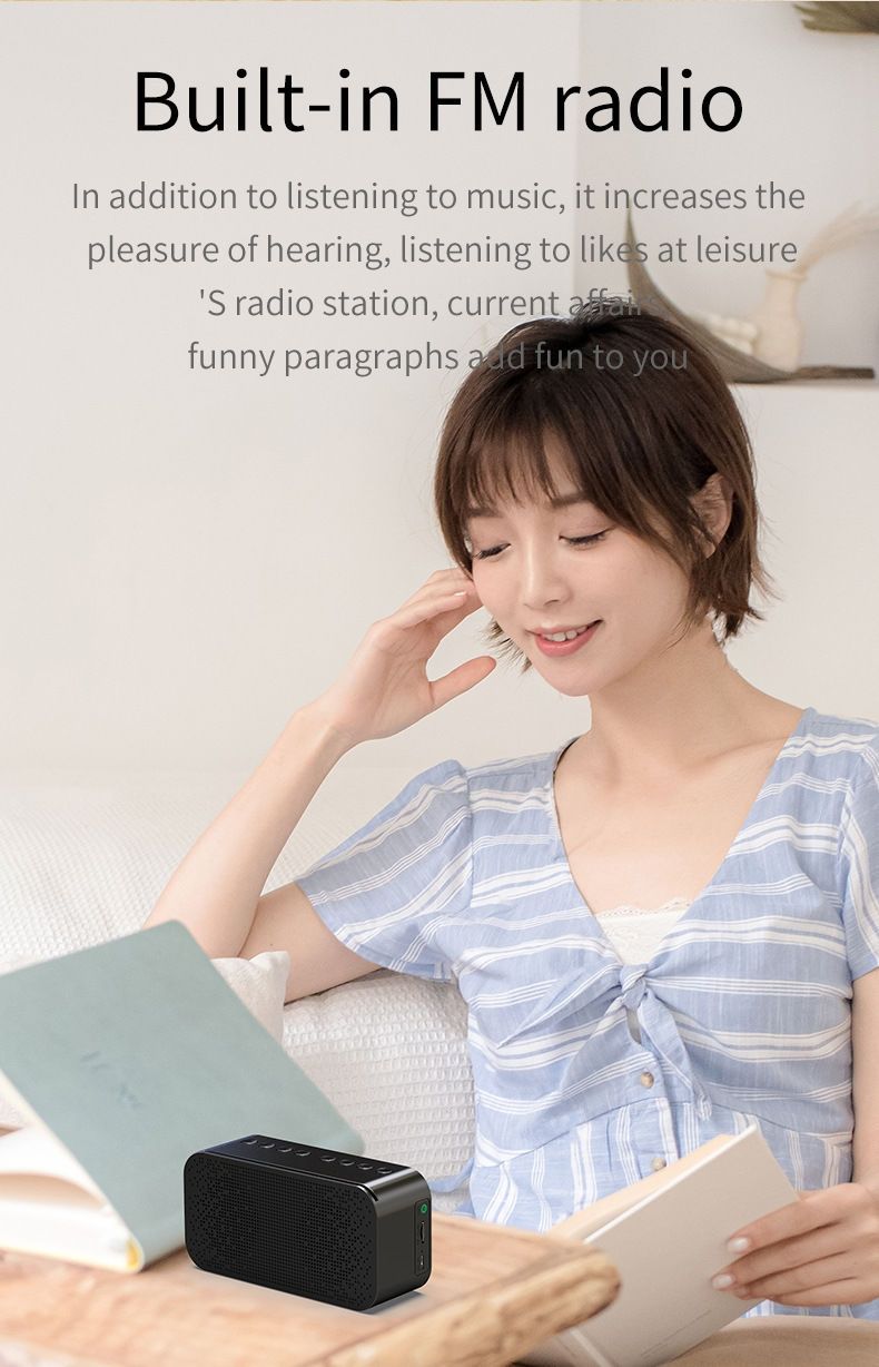 Digital  Alarm Clock Wireless Bluetooth 5.0 Speaker FM Radio
