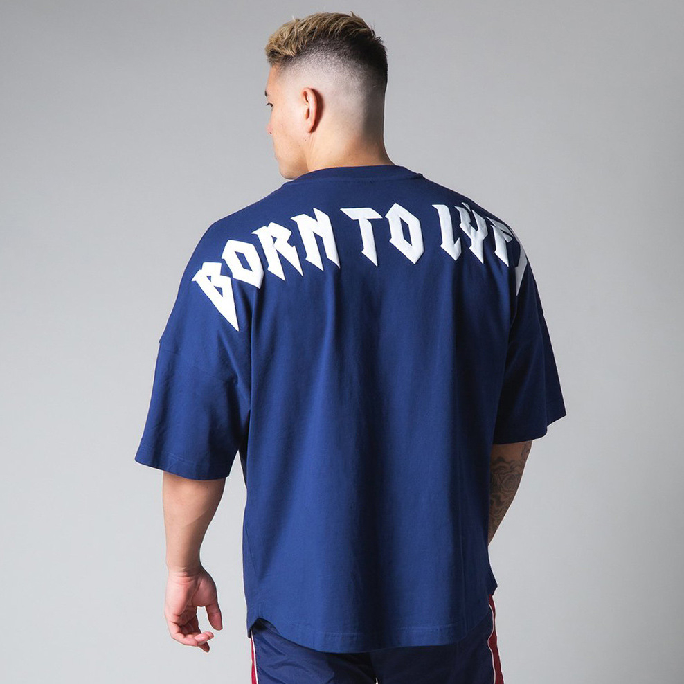LYFT-TX11 Fitness Sport Wear Men's T-shirt Puff Printing Cotton Oversize Crew neck T-Shirt