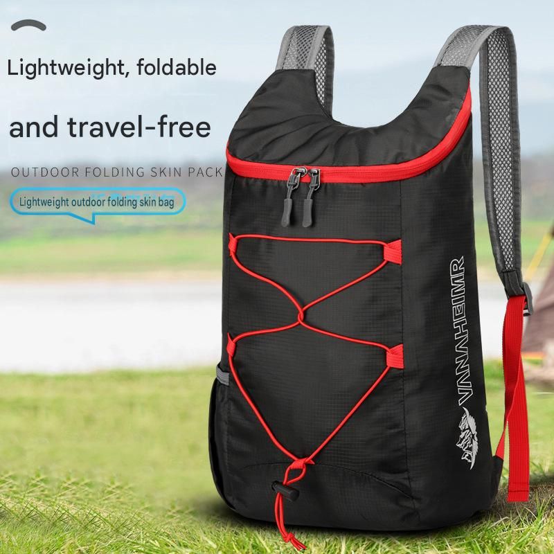 Lightweight Foldable Water-Resistant Hiking Backpack, Solid Color Large Capacity Zipper Daypack, Packable Storage Rucksack for Outdoor Sports, Travel & Daily Commute
