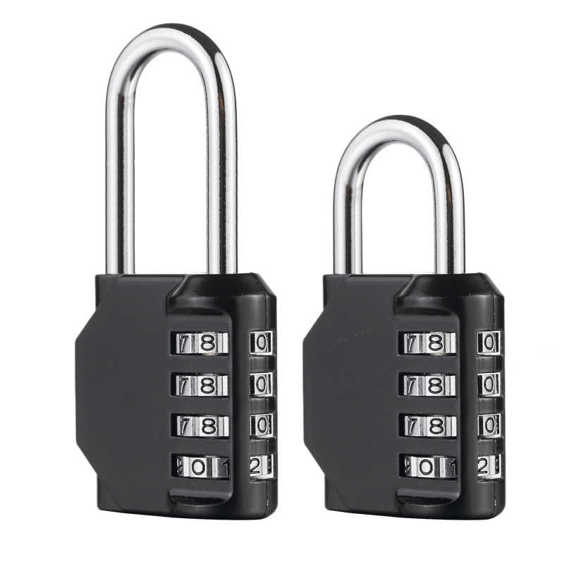 Long Shackle Padlock, 4 Digit Combination Lock, Resettable Weatherproof Combo Lock for School, Gym Employee Locker, Outdoor, Fence