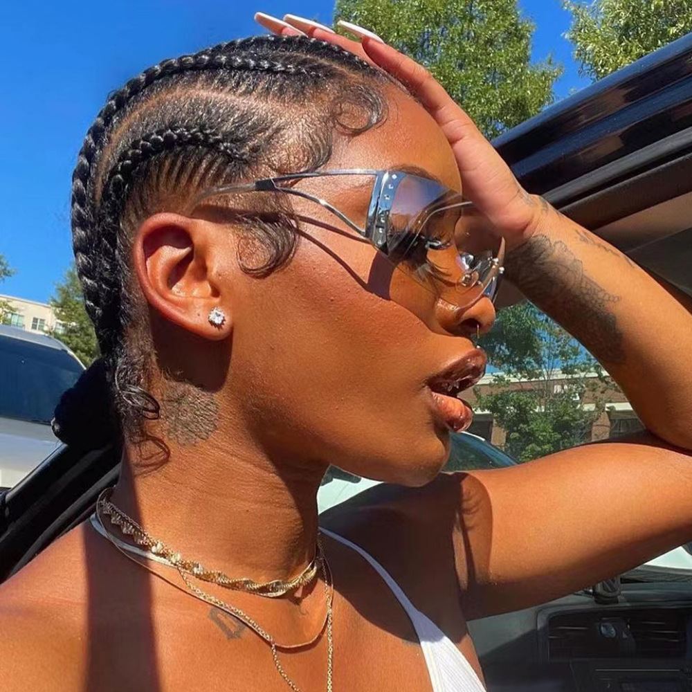 81036 New Design Women Colorful Fashion Rhinestone Rimless Sun Glasses Vintage Gradient Sunglasses Female