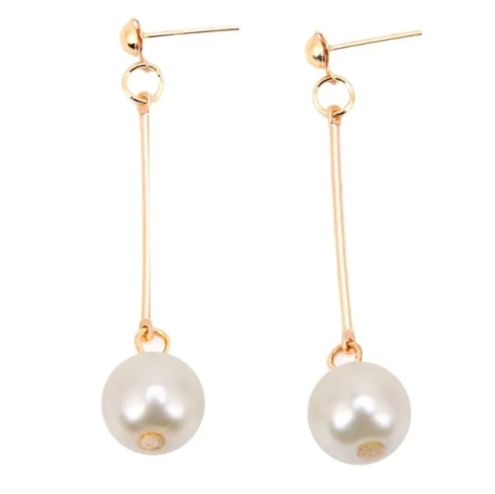 New Women Earrings Long Tassel Simulated Pearl Drop Earrings Korean Gold Pendientes boucle Earrings