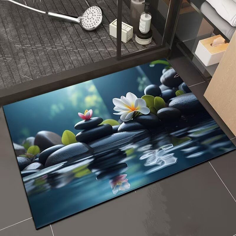 3D ocean carpet, quick drying diatomaceous earth mat with water absorption, dirt resistant and wear-resistant floor mat 40*60cm，50*80cm,60*90cm carpet