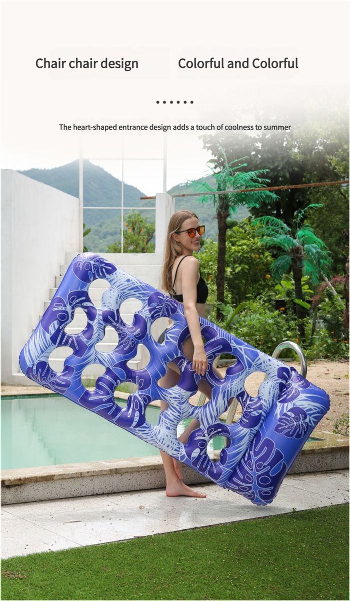 New PVC Inflatable Hole Floating Row Summer Water Party Inflatable Floating Row Love Backrest Floating Bed Swimming Ring