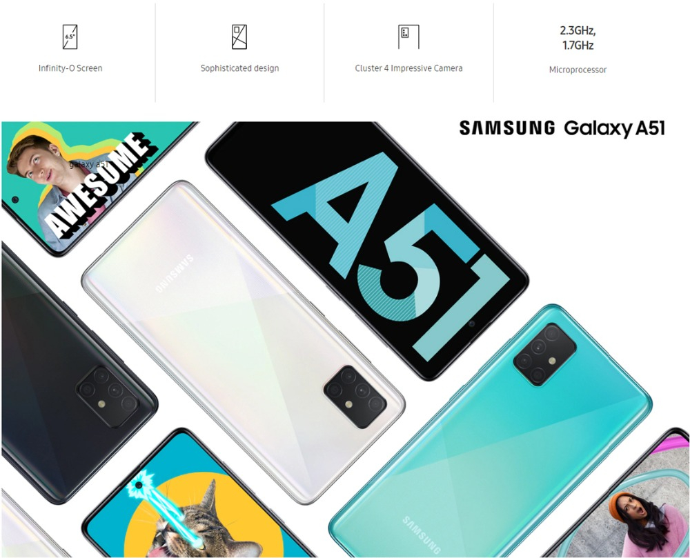 Samsung Galaxy A51 5G 128+6GB 4500mAh 6.5" 48MP + 32MP 2G/3G/4G/5G LTE Android single SIM Smartphones Waterproof google Smart Phones