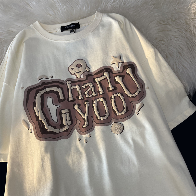 Men's and Women's Summer Half Sleeve Couple Short Sleeve Printed Crewneck T-Shirt