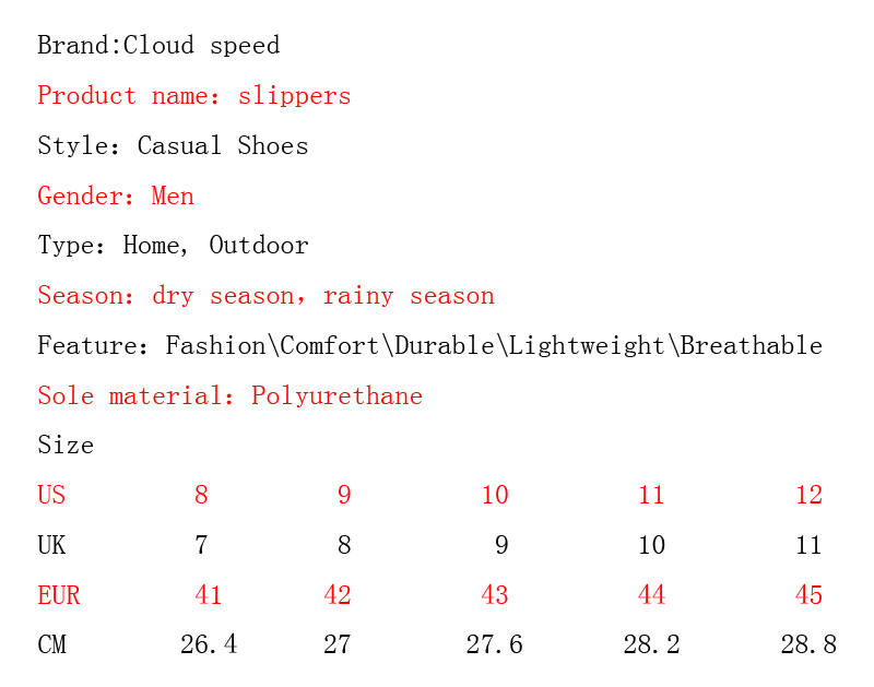 CLOUD SPEED Official Men's Dry Season and Rainy Season New Style Polyurethane Sole Fashion Classic Slippers