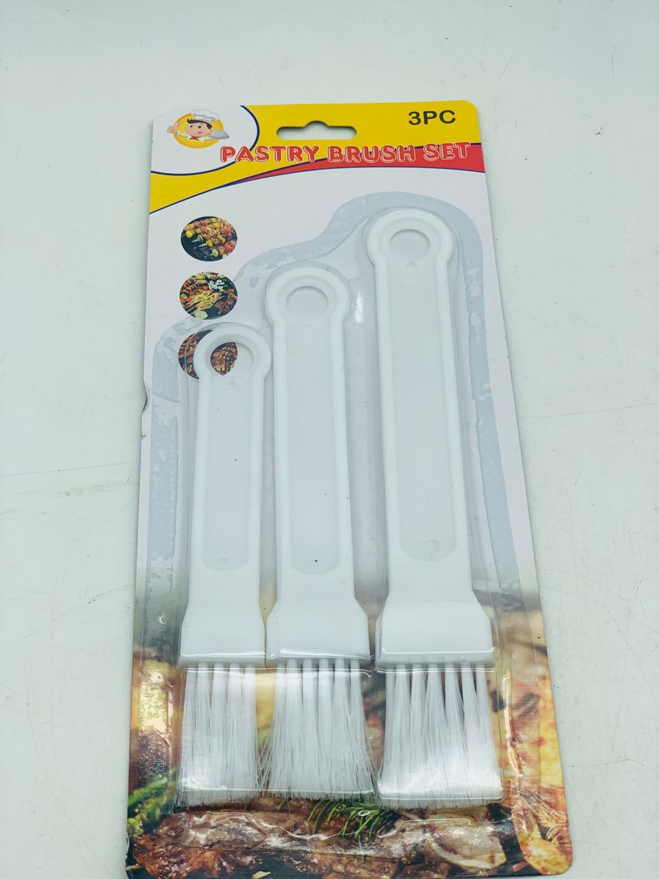 3pcs kitchen accessories pastry basting brush with plastic handle for BBQ Pizza Bread food oil basting