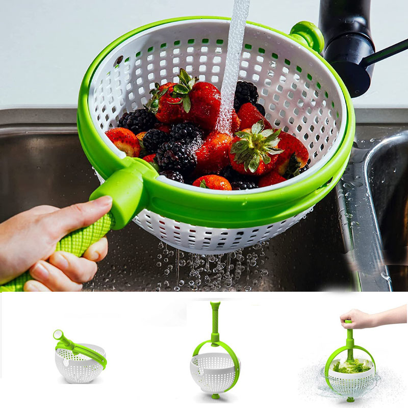 Salad Spinner Fruit Vegetable Dryer Lettuce Greens Washing Basket Drain Crisper Strainer Spinning Colander Kitchen Accessories