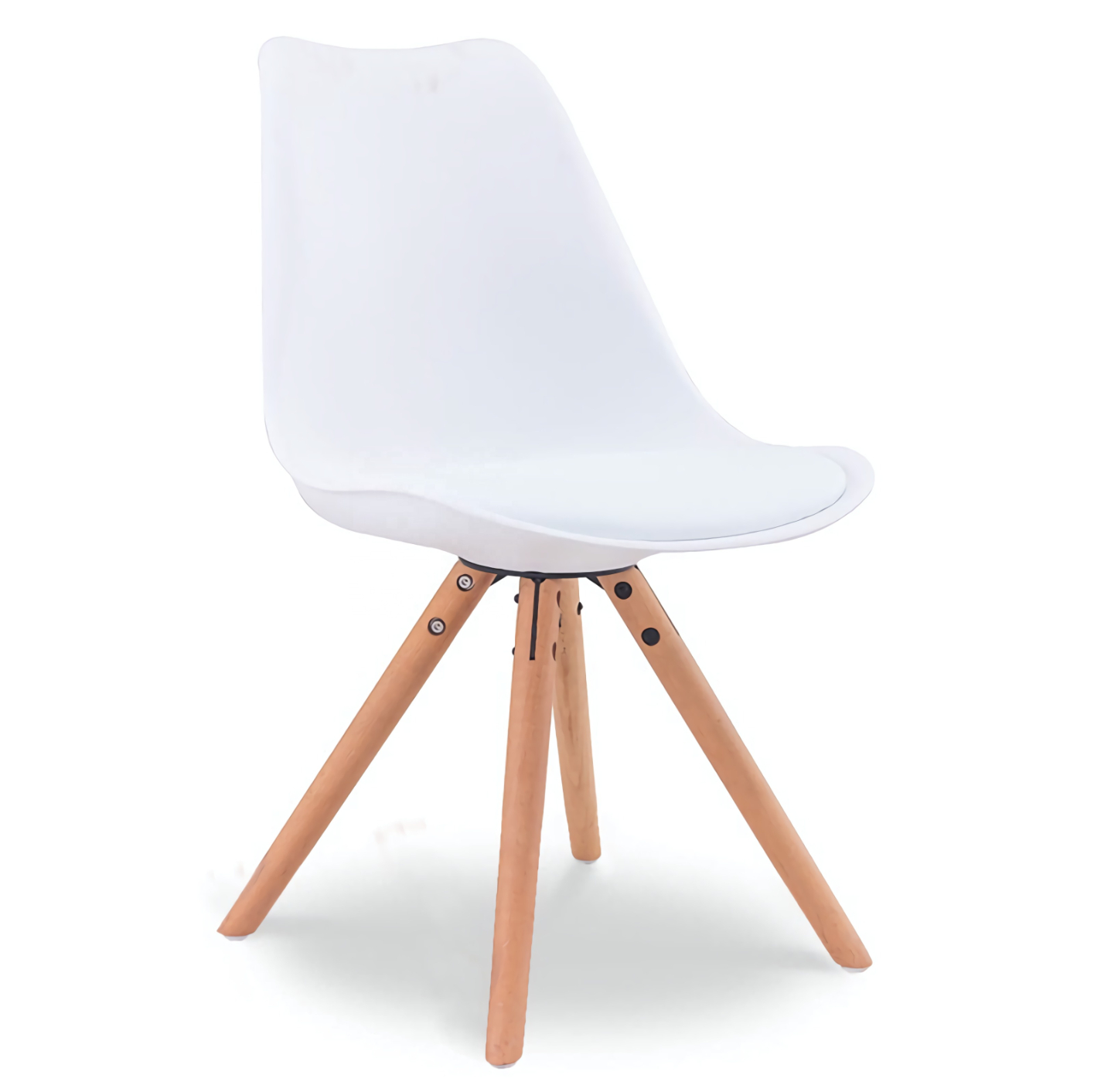 DC-355 Mid Century Modern DSW Dining Chair Upholstered Side Chair with Beech Wood Legs and Soft Padded Shell Tulip Chair for Dining Room Living Room Bedroom Kitchen