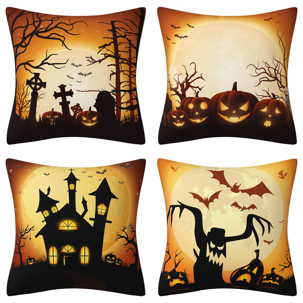 KTBF14 Halloween Decorations Pillow Covers 45x45cm, Orange and Black Pumpkins Outdoor/Indoor Fall Pillow Covers Decorative Cushion Cases for Home Sofa Couch Bed Chair
